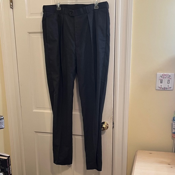 Classic Charcoal Grey Men's Dress Trousers 100% Wool